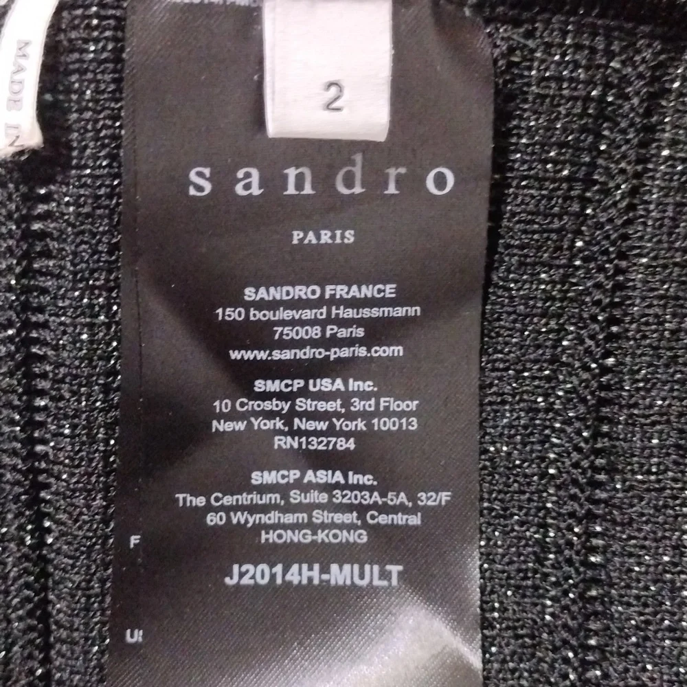 Sandro Paris Designer Black Shimmery Stretch Knit Flowy Maxi Skirt US 2 Elegant